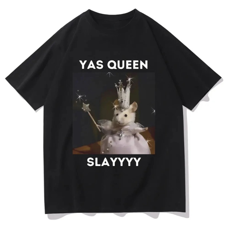 Queen Street Fashion - เสื้อยืดลายแฮมสเตอร์เศร้า ตลก ย้ายาส ควีน สเลย์ แรท