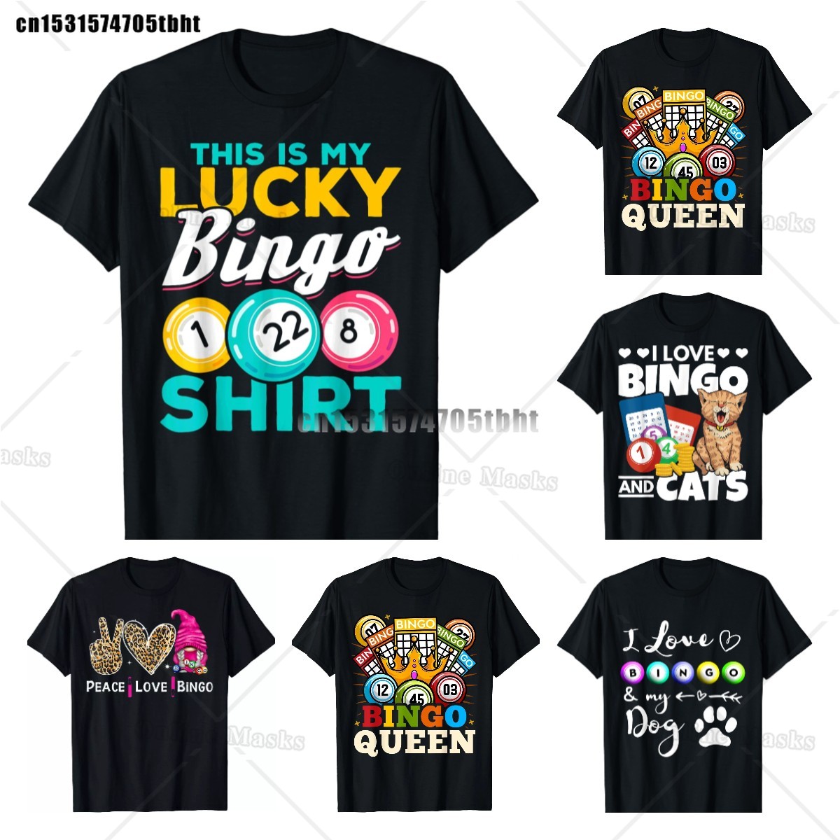 Queen Street Fashion - เสื้อบิงโกสำหรับผู้หญิงเสื้อบิงโกโชคดีสุดๆเสื้อยืดผ้าฝ้ายแนวสตรีทเสื้อยืดสำหรับผู้เล่นงานอดิเรกเล่นพนันบิงโกควีน