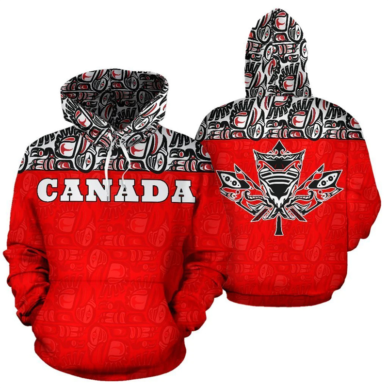 Street Fashion Canada - เสื้อสเวตเตอร์โอเวอร์ไซส์เสื้อฮู้ดชายหญิงพิมพ์ลายธงชาติแคนาดาเสื้อกีฬาแบบสวมหัวมีฮู้ดแฟชั่นแนวสตรีทสำหรับเด็ก3D เสมอเสื้อผ้า Y2k