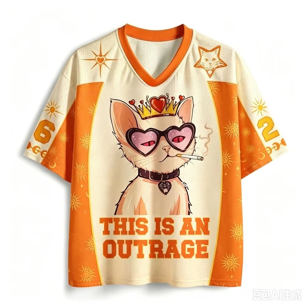 Queen Street Fashion - เสื้อพิมพ์ลาย 3D ลายแมวราชินี แฟชั่น Y2K สำหรับผู้ชายและผู้หญิง