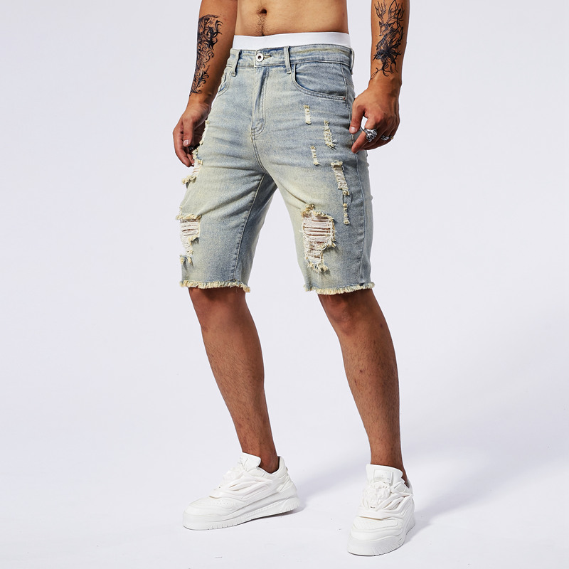 2025 ฤดูร้อนใหม่ผู้ชาย Ripped  - Street Fashion Men 2025 บทวิจารณ์และราคา