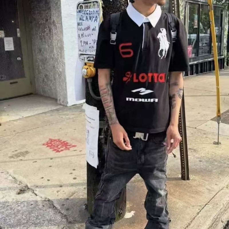 เสื้อยืดแขนสั้นปักลายสไตล์ฮารา - Street Fashion Men 2025 บทวิจารณ์และราคา