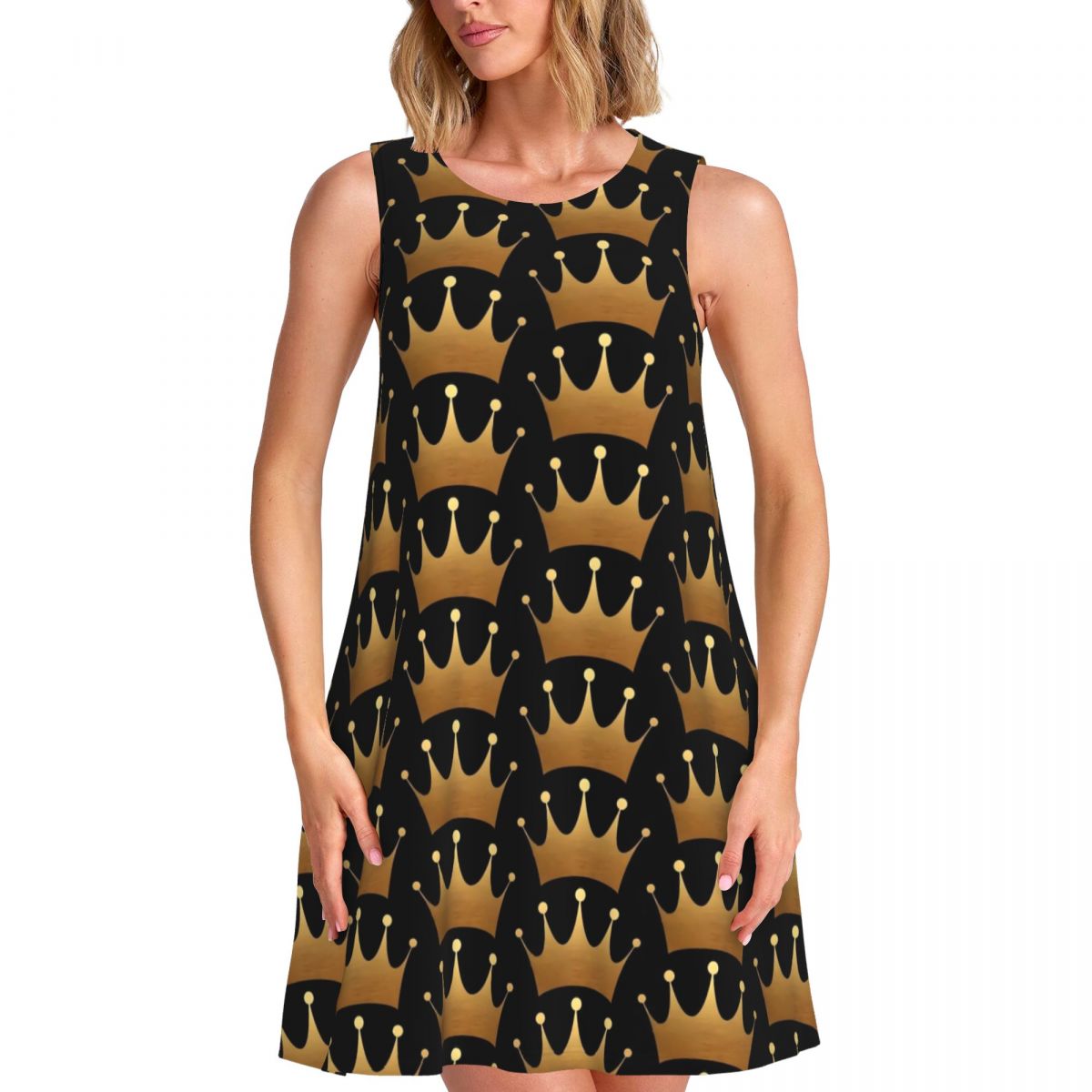 เดรสพิมพ์ลายราชินี มงกุฎทอง เด - Queen Street Fashion บทวิจารณ์และราคา